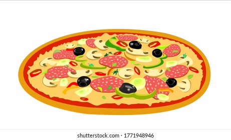 Pizza isolated on white background, illustration vector.