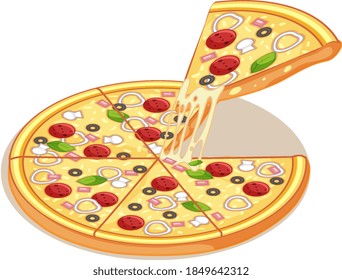 Pizza isolated on white background illustration
