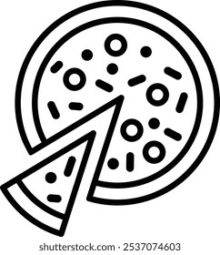 Pizza Isolated on White Background Vector, Pizza Icon Modern Style with a Cut Slice