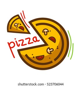 Pizza isolated on white background. Pizza food vector flat illustration.