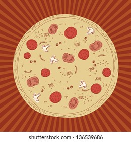 Pizza isolated vector illustration with editable colors
