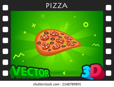 Pizza isometric design icon. Vector web illustration. 3d colorful concept