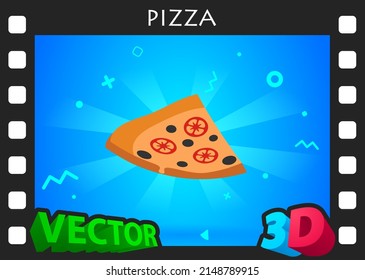 Pizza isometric design icon. Vector web illustration. 3d colorful concept