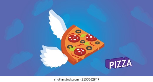 Pizza isometric design icon. Vector web illustration. 3d colorful concept