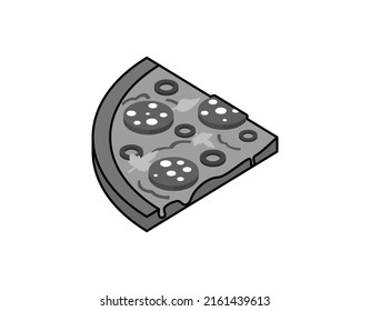Pizza isometrisches Design Symbol. Vektorgrafik, Web-Illustration. 3D-Farbkonzept