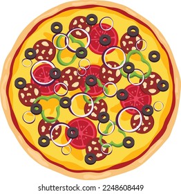 Pizza Italian Food Salami Pepper Olives Onion Cheese Cheesy Pepperoni Tomato Sauce 