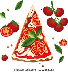 Pizza Italiano Margarita Tomato illustration 