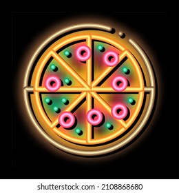 Pizza Italy Meal neon light sign vector. Glowing bright icon Pizza Italy Meal sign. transparent symbol illustration