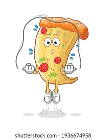 pizza jump rope exercise illustration. character vector
