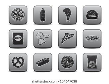Pizza and Junk Food Icons Square Icon Set