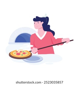 Pizza kiln illustration designed in flat style 