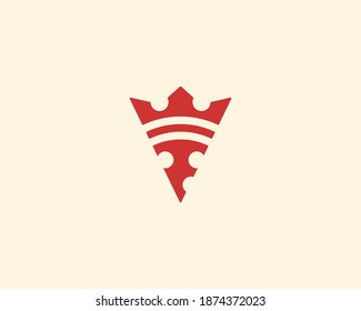 Pizza king logo design template. Universal vector crown logotype illustration for pizzeria, restaurant.