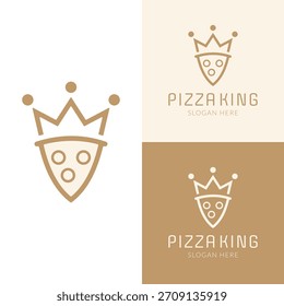 Pizza King logo design template, This logo combines the crown symbol with the shape of a pizza slice.