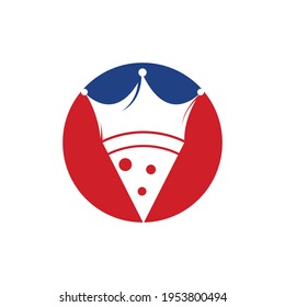 Pizza king vector logo design template. Crown and pizza slice icon design.