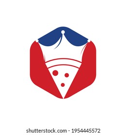 Pizza king vector logo design template. Crown and pizza slice icon design.
