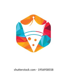 Pizza king vector logo design template. Crown and pizza slice icon design.