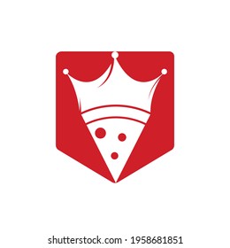 Pizza king vector logo design template. Crown and pizza slice icon design.