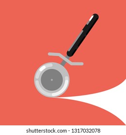 Pizza knife. Flat style.