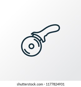 Pizza knife icon line symbol. Premium quality isolated wheel cutter element in trendy style.