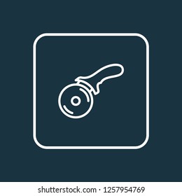 Pizza knife icon line symbol. Premium quality isolated wheel cutter element in trendy style.