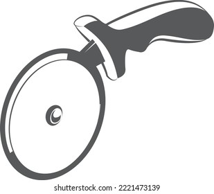 Pizza knife icon. Rolling blade cutting tool