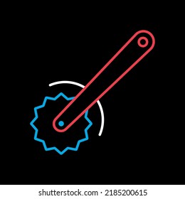Pizza knife vector isolated on the black icon. Kitchen appliance. Graph symbol for cooking web site design, logo, app, UI