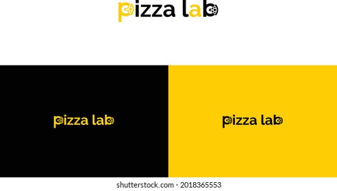 Pizza lab Letter, modern, minimalist, Logo Design. Pizza logo, label, element. Pizzeria, restaurant, icons, Vector illustration template.