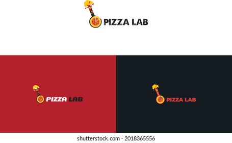 Pizza lab Letter, modern, minimalist, Logo Design. Pizza logo, label, element. Pizzeria, restaurant, icons, Vector illustration template.
