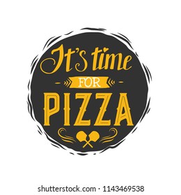 Pizza label, design elements isolated on white background.Vector illustration.