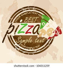 Pizza, label design. Vector illustration. Eps 10.
