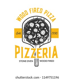 Pizza Label isolated on white background.Vector illustration.