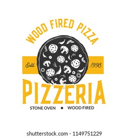 Pizza Label isolated on white background.Vector illustration.