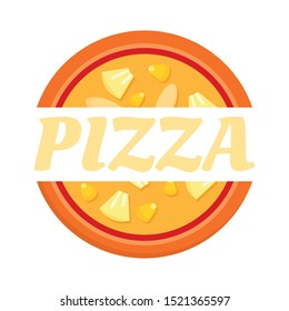 Pizza label logo. Flat illustration of pizza label vector logo for web design