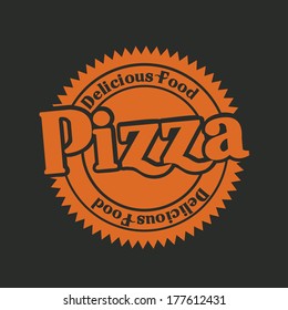 pizza label over black background vector illustration 