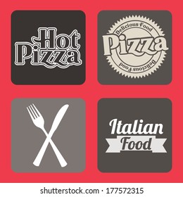 pizza label over red background vector illustration 