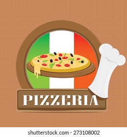 Pizza Label or Poster - Design Template. vector illustration
