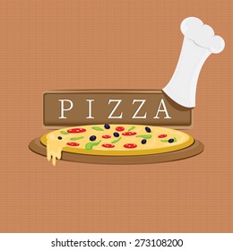 Pizza Label or Poster - Design Template. vector illustration