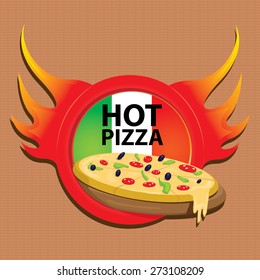 Pizza Label or Poster - Design Template. vector illustration