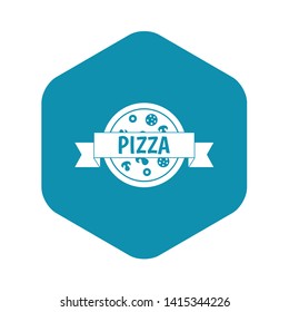 Pizza label with ribbon icon. Simple illustration of pizza label with ribbon vector icon for web