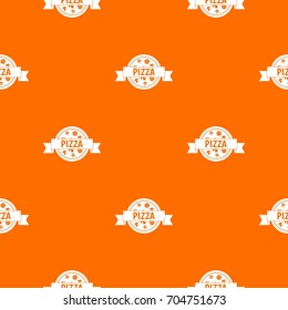 Pizza label with ribbon pattern repeat seamless in orange color for any design. Vector geometric illustration