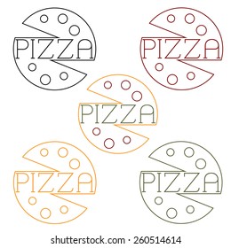 pizza labels craft line style 