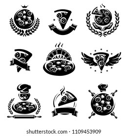 pizza labels and elements set. Vector