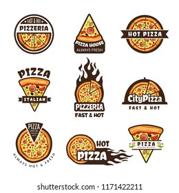 Pizza Labels Pizzeria Logo Design Italian Stock Vector (Royalty Free ...