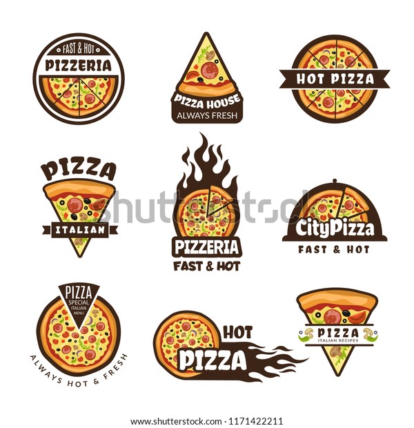 Vector De Stock Libre De Regalias Sobre Etiquetas De Pizza Logo De La