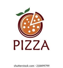 pizza with leaves vector design template