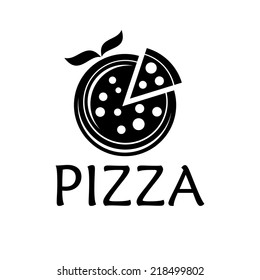 pizza with leaves vector design template