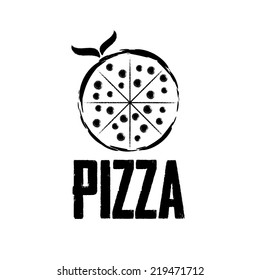 pizza with leaves vector design template