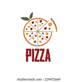 pizza with leaves vector design template