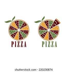 pizza with leaves vector design template