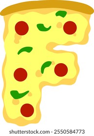 Pizza Letter Alphabet Vector F